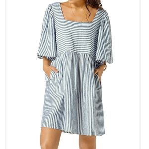 Joie Linen striped Angelica smock dress size Large